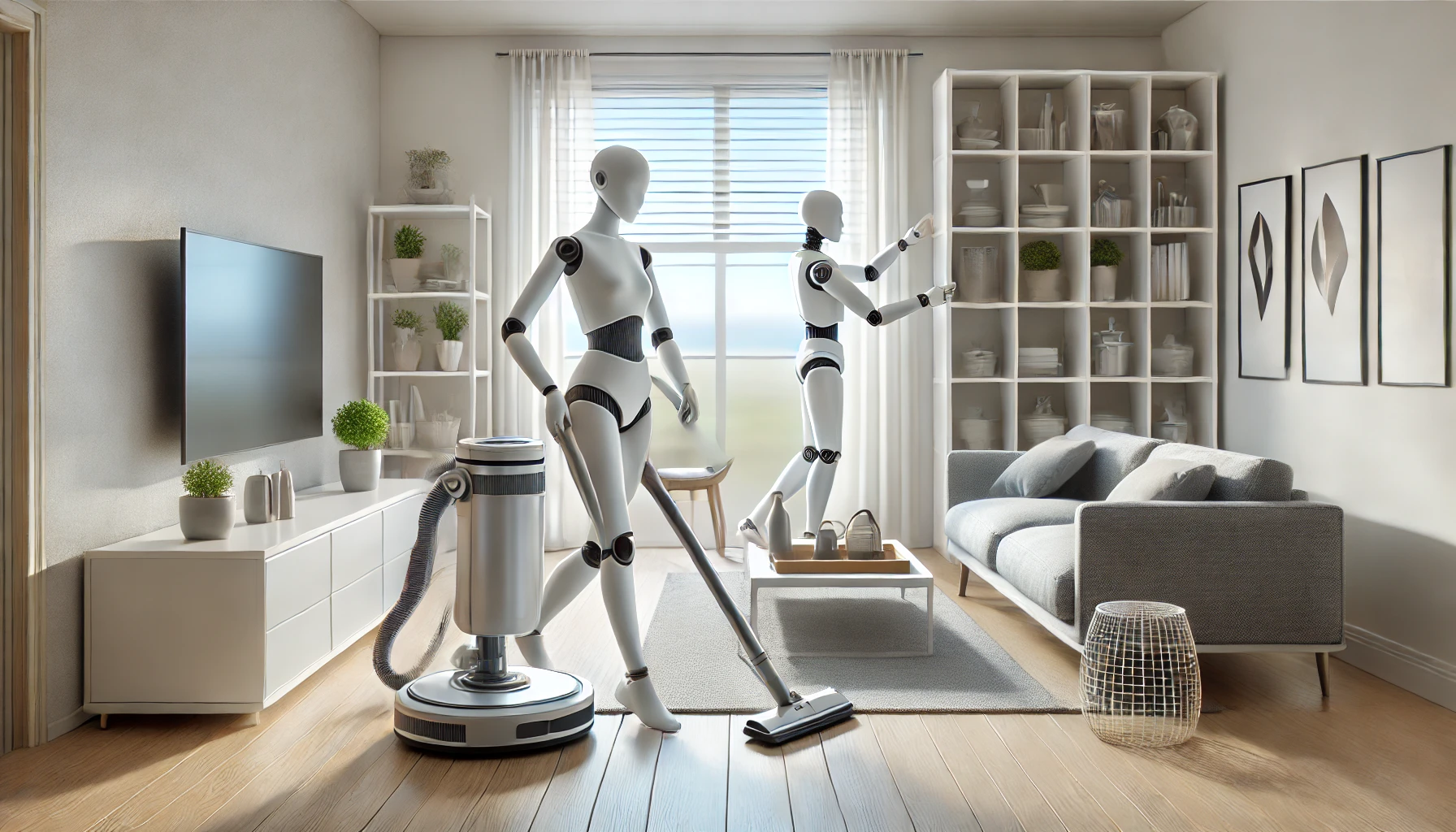 A domestic robot vacuum cleaner in action on a wooden floor, symbolizing advancements in home automation